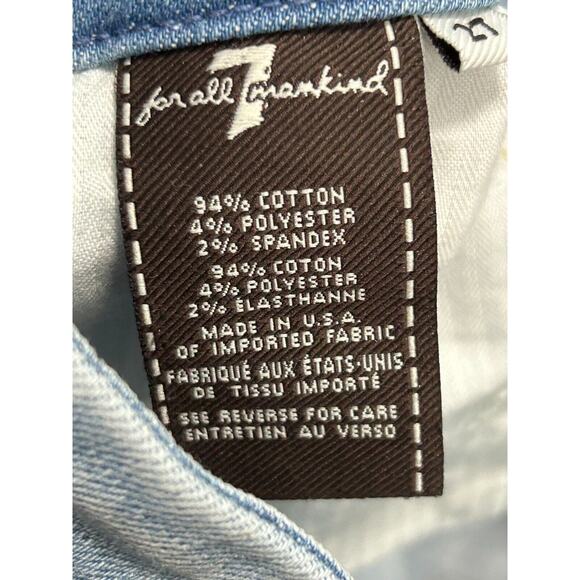7 For All Mankind Womens Light Wash Blue Denim Mid Rise The Skinny Jeans Size 27 - Picture 6 of 11